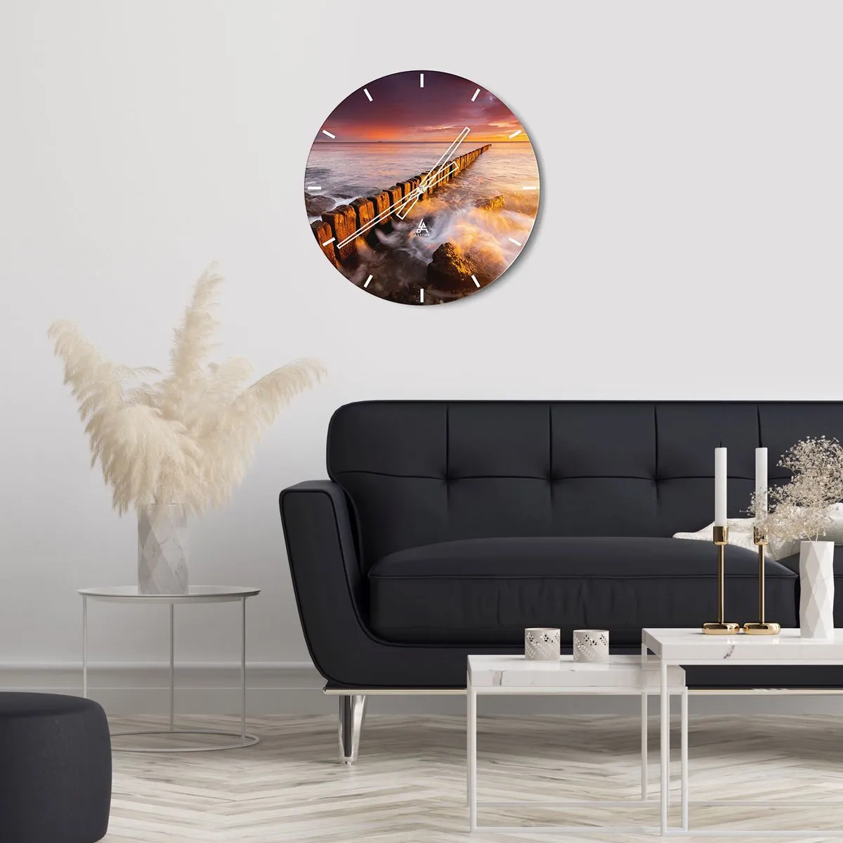 Nástěnné hodiny - Jemnost vln - 40x40 cm