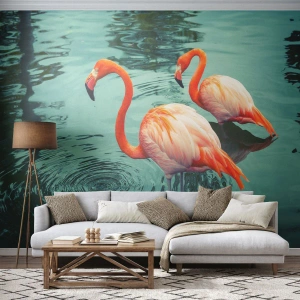 Fototapeta Samolepicí Deluxe Sticker - Nyní jsme v módě - Plameňáci, Ptactvo, Příroda - 250x175 cm