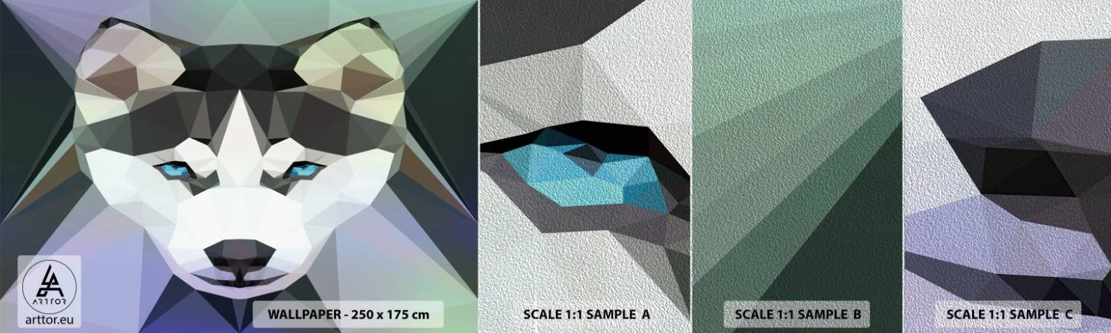 Vzor Fototapety Premium Sand - Vzpomínka na sníh na severu - Abstrakce, Zvířata, Vlk - 100x30 cm