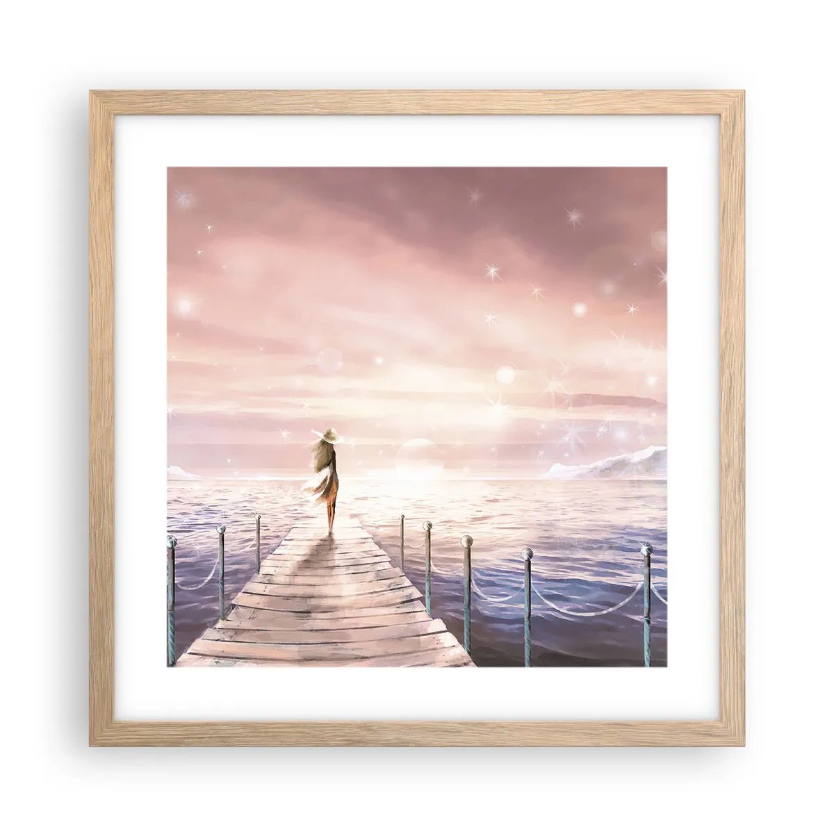 Plakát v rámu světlý dub - Ve světle snu - 40x40 cm