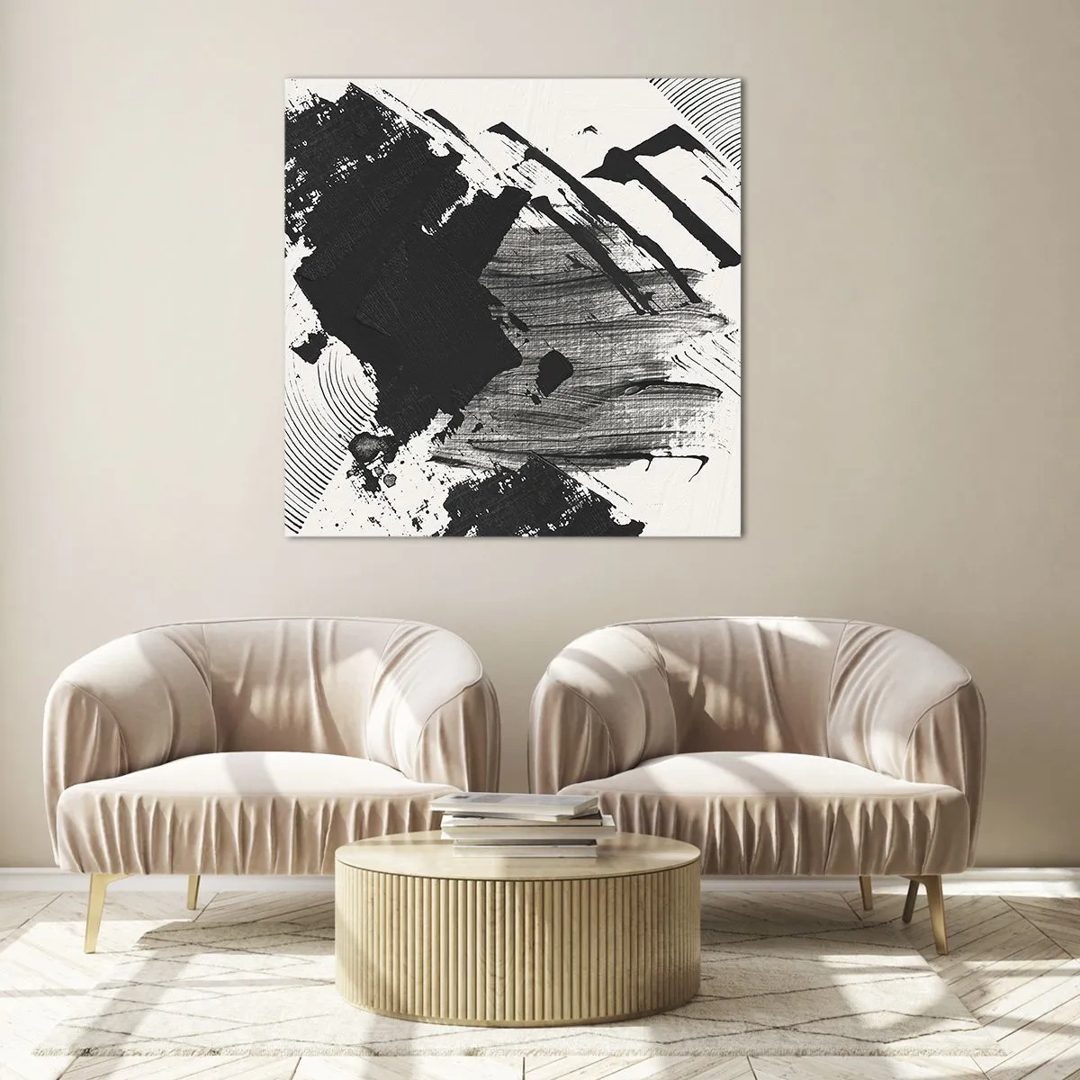 Obraz na skle - Abstrakce – exprese černé - 30x30 cm