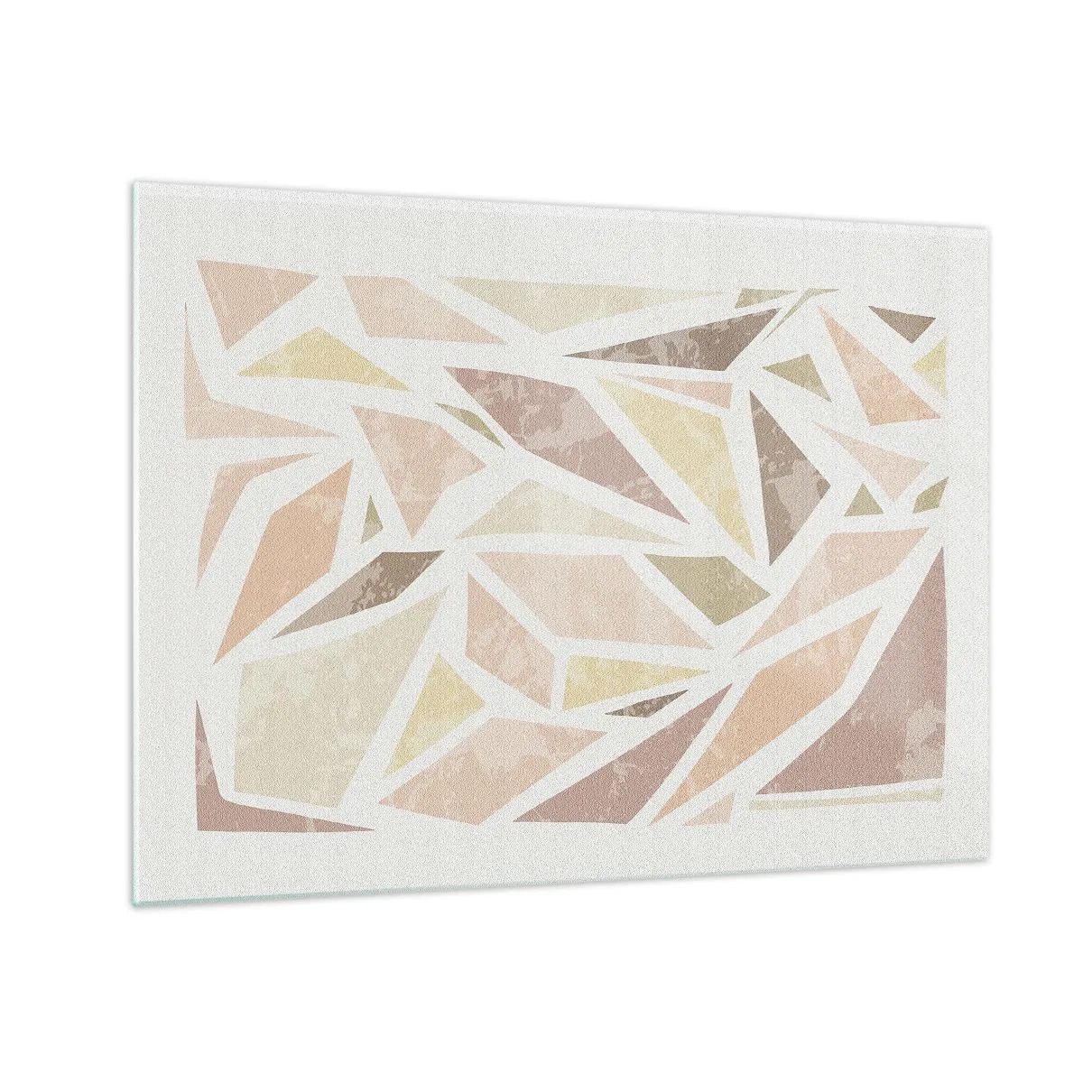 Obraz na skle - Geometrická mozaika v pastelových barvách na světlém pozadí - 70x50cm - Kompozice: vitráž - Moderní nástěnná dekorace do obývacího pokoje a ložnice ARTTOR