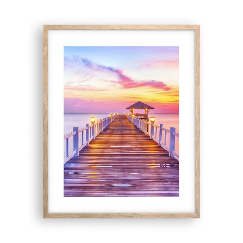 Plakát v rámu světlý dub - Liliově-zlaté ticho večera - 40x50 cm