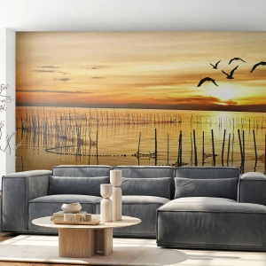 Fototapeta Samolepicí Deluxe Sticker - Na rybolovu - Krajina, jezero, Rybářská síť - 450x315 cm
