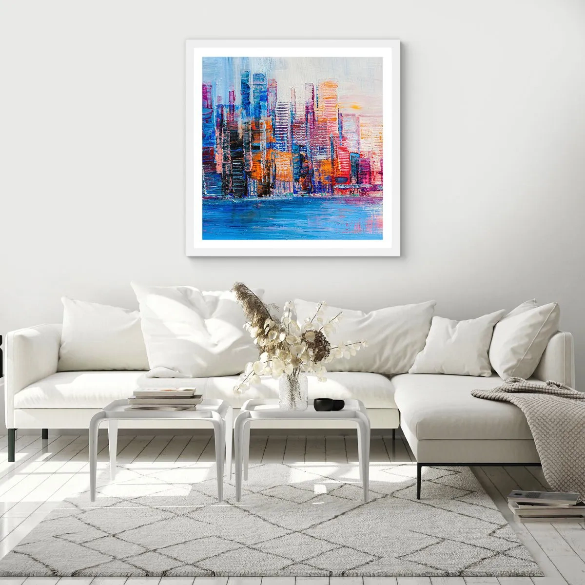 Plakát v bílém rámu - Radostná metropole - 60x60 cm