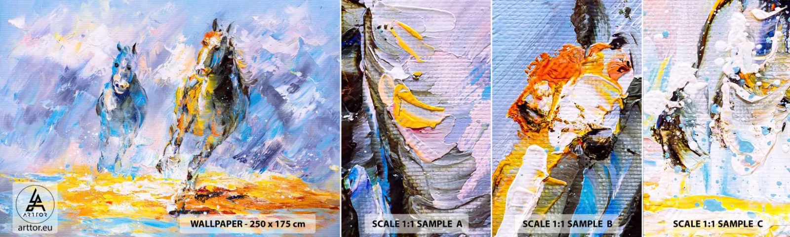 Fototapeta Vzorek Standard Eco - Cválající skrze září - Zvířata, Koně, Impresionismus - 100x30 cm