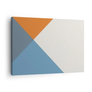 Obraz na plátně - Geometrické trojúhelníky v odstínech modré a oranžové - 70x50cm - Pod úhlem… - Moderní nástěnná dekorace do obývacího pokoje a ložnice ARTTOR