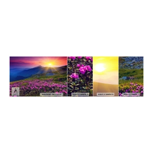Vzor Fototapety Samolepicí Deluxe Sticker - …A kolem voní kosodřevina a voní byliny - Krajina, hory, Západ slunce - 100x30 cm