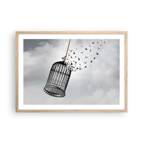 Plakát v rámu světlý dub - Víra… naděje… svoboda! - 70x50 cm