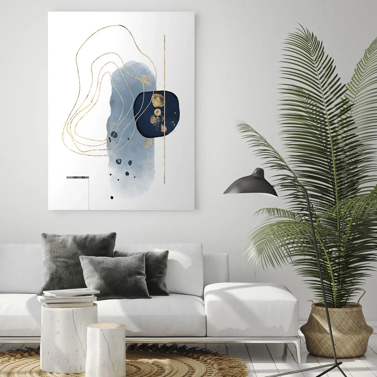 Obraz na skle - Modro-zlatá fantazie - 50x70 cm