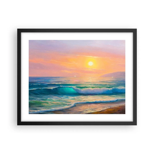 Plakát v černém rámu - Tyrkysová píseň vln - 50x40 cm