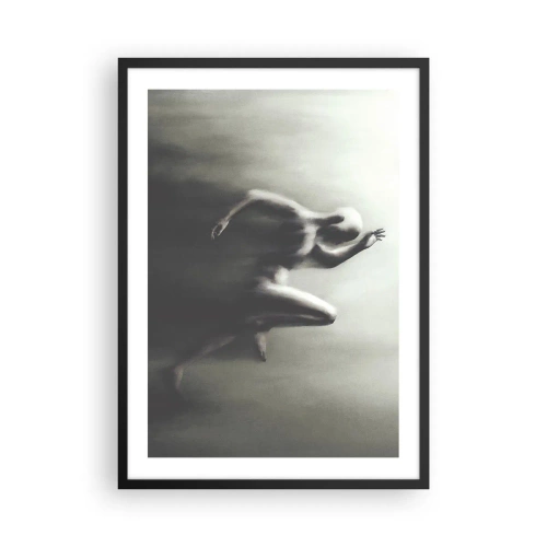 Plakát v černém rámu - Abstraktní postava v pohybu v monochromatických tónech. - 50x70cm - Nezastavitelný - Moderní nástěnná dekorace do obývacího pokoje a ložnice ARTTOR