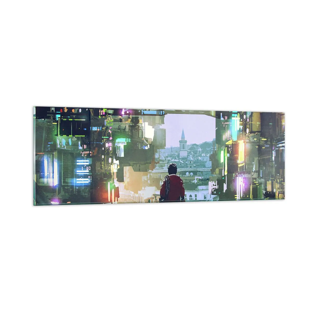 Obraz na skle - Dva světy - 90x30 cm