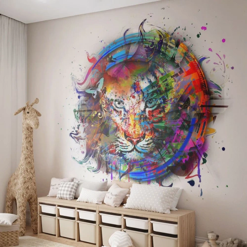 Fototapeta Premium Sand - Skrývá se za duhovým závojem - Abstrakce, Tygr, Grafika - 100x70 cm