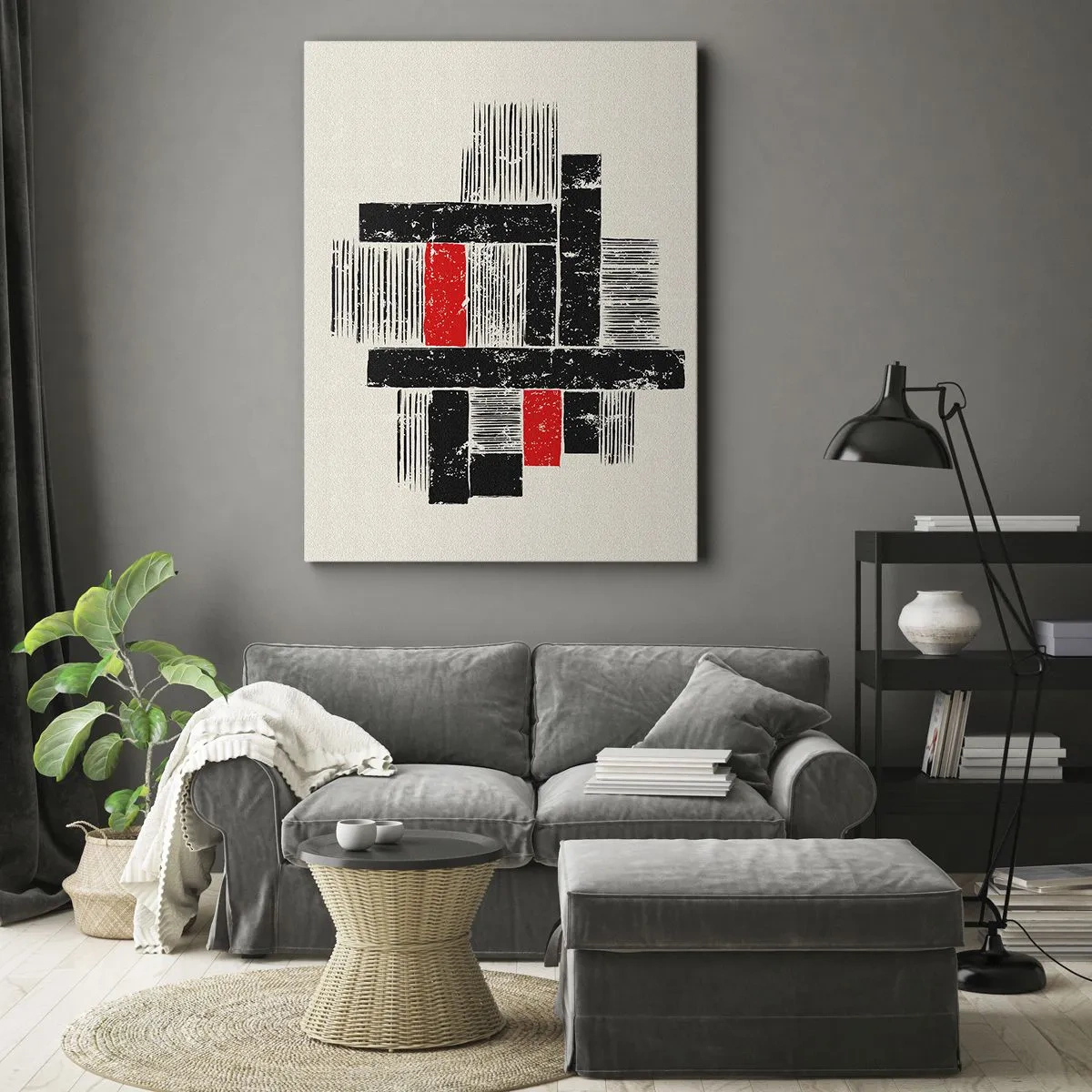 Obraz na plátně - Červené a černé - 50x70 cm