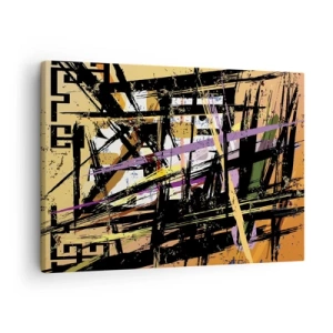 Obraz na plátně - Abstraktní linie a tvary na béžovém pozadí - 70x50cm - Ostrý řez - Moderní nástěnná dekorace do obývacího pokoje a ložnice ARTTOR