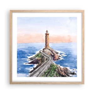 Plakát v rámu světlý dub - Tváří v tvář moři - 50x50 cm