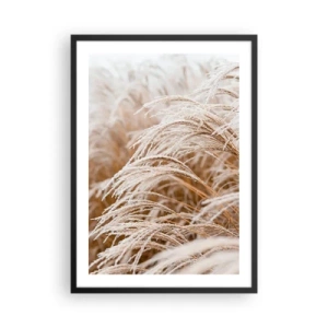 Plakát v černém rámu - Detail ojíněných trav v zimní krajině - 50x70cm - Klanění podzimnímu slunci - Moderní nástěnná dekorace do obývacího pokoje a ložnice ARTTOR