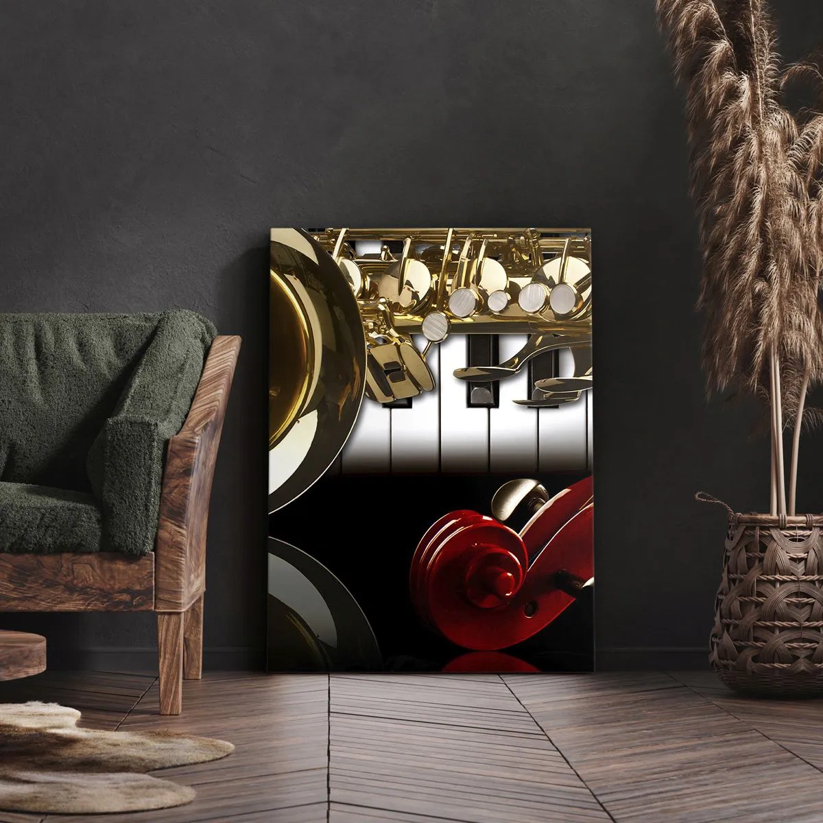 Obraz na plátně - Plech, dřevo a slonovinová kost - 70x100 cm