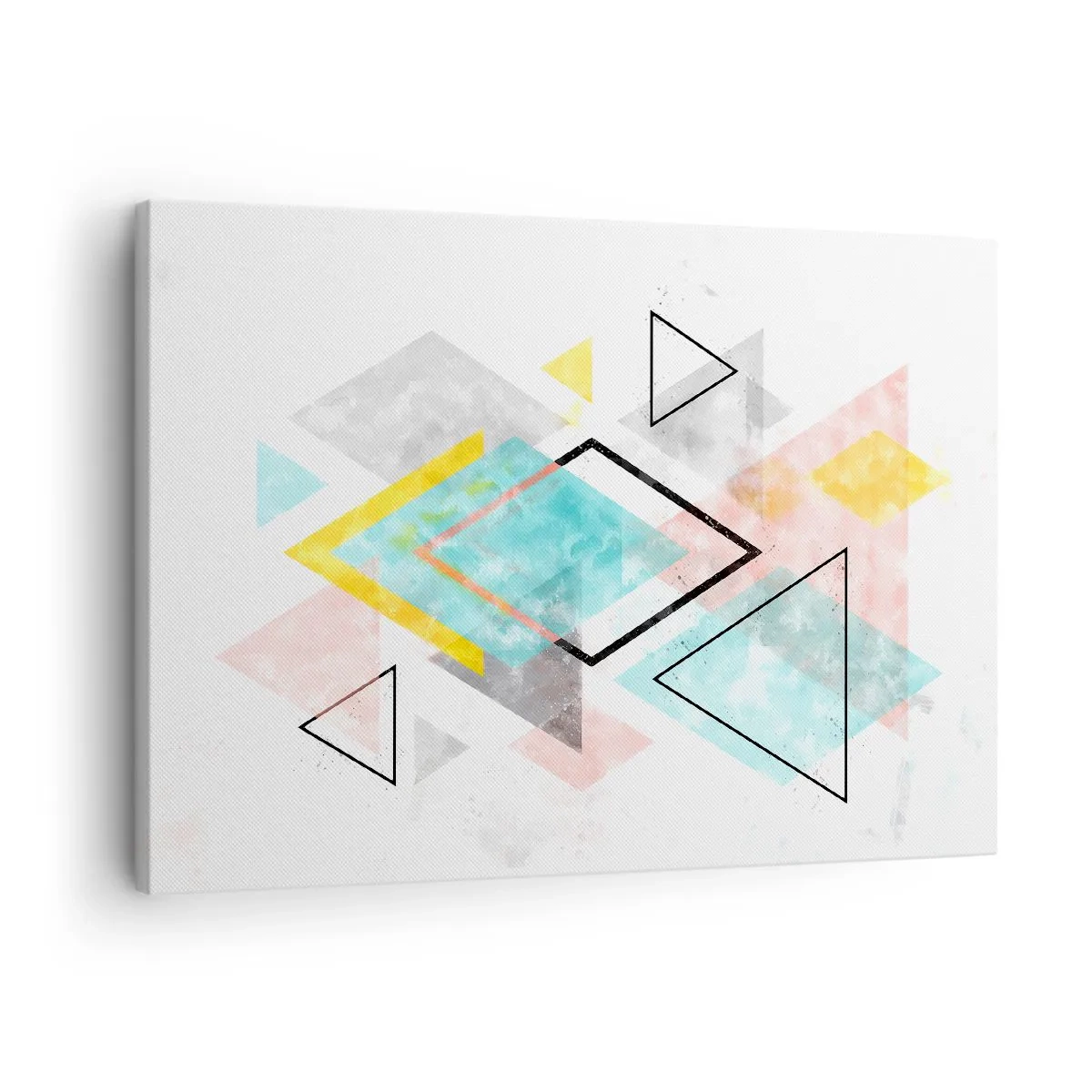 Obraz na plátně - Barevné geometrické vzory na bílém pozadí - 70x50cm - Geometrická zábava - Moderní nástěnná dekorace do obývacího pokoje a ložnice ARTTOR