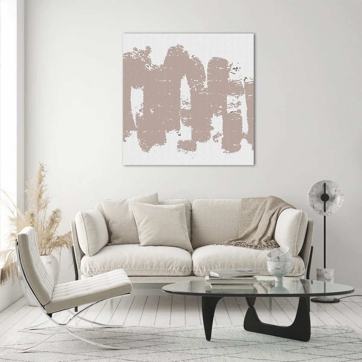 Obraz na skle - Abstrakce v jemné růžové - 40x40 cm