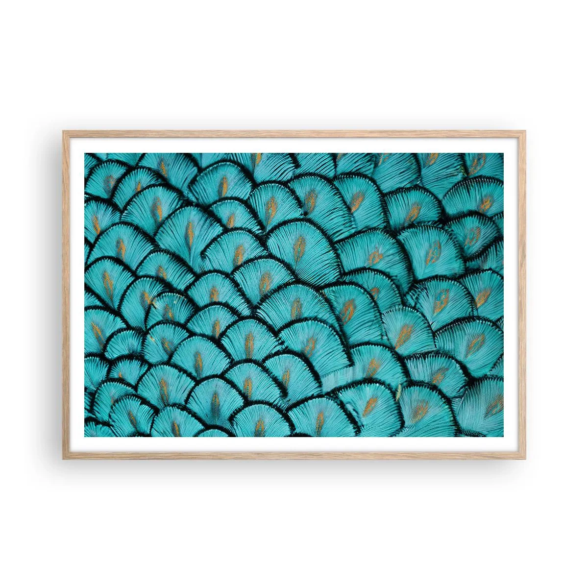 Plakát v rámu světlý dub - Velká slavnost peří - 100x70 cm