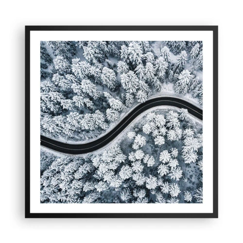 Plakát v černém rámu - Zimním lesem - 60x60 cm