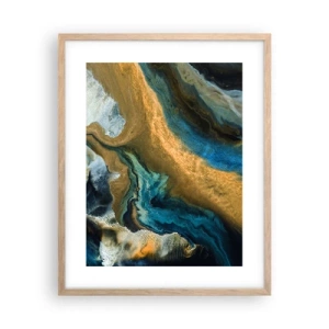 Plakát v rámu světlý dub - Modrá – žlutá – vzájemné vlivy - 40x50 cm