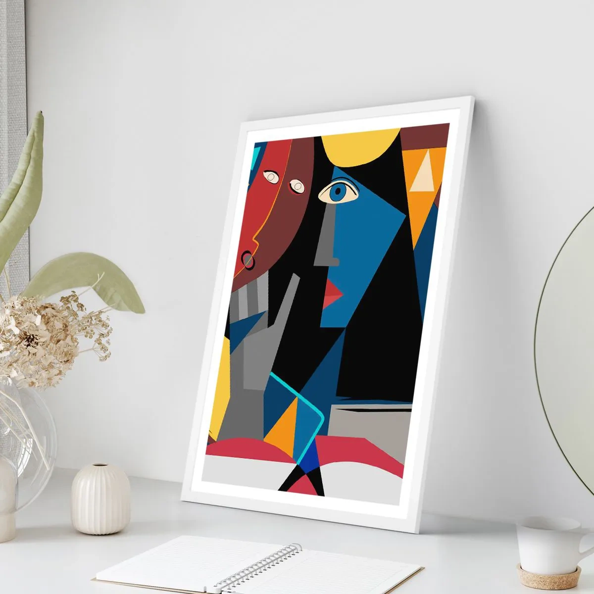 Plakát v bílém rámu - Konverzace kubistů - 40x50 cm