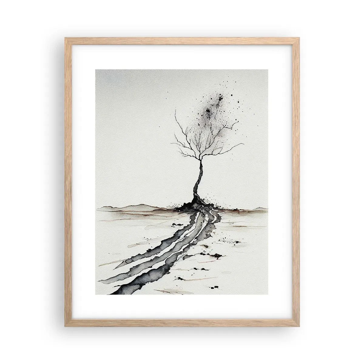 Plakát v rámu světlý dub - Zimní melancholie - 40x50 cm