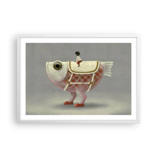 Plakát v bílém rámu - Rybí jezdec - 70x50 cm