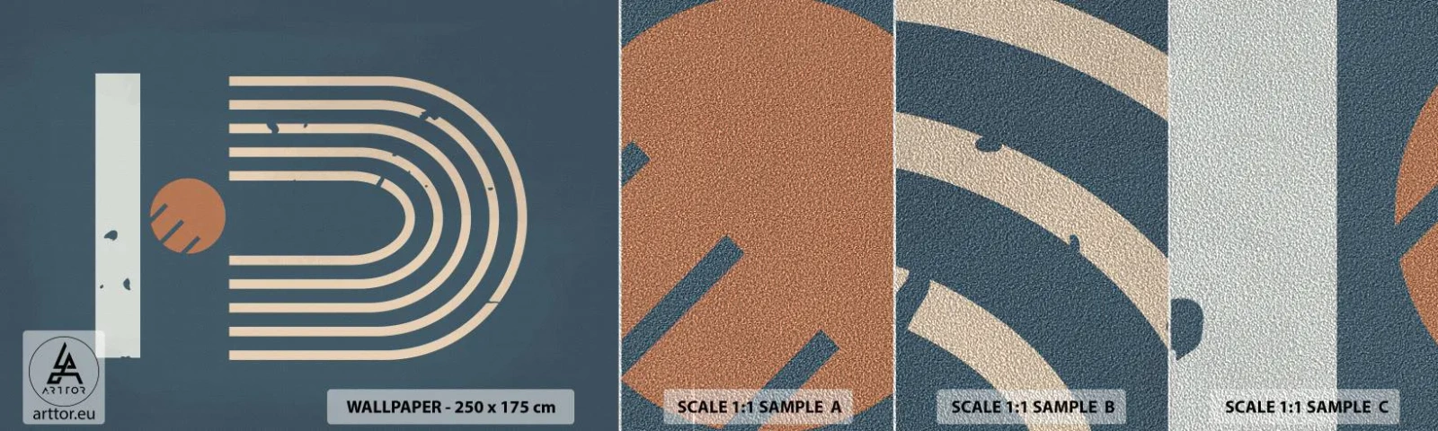 Vzor Fototapety Premium Sand - Geometrie v námořnické modři - Abstrakce, Kus, Grafika - 100x30 cm