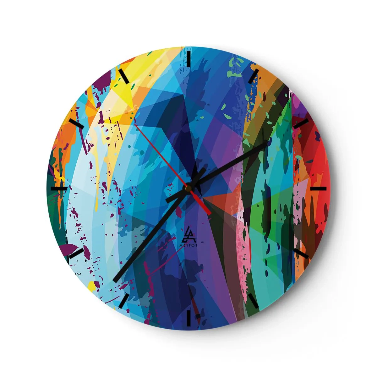 Nástěnné hodiny - Abstraktní barevné vzory v intenzivních barvách - 30x30cm - Barevná závrať - Moderní nástěnná dekorace do obývacího pokoje, kuchyně a ložnice ARTTOR