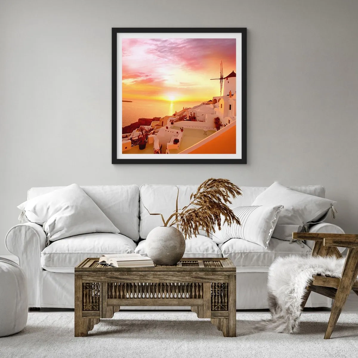 Plakát v černém rámu - Rozplynout se v bílé a zlaté - 30x30 cm