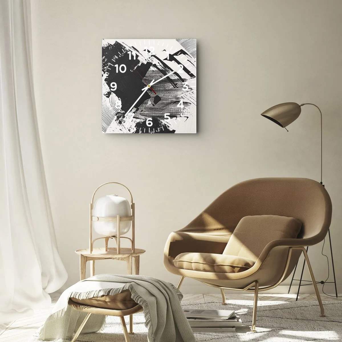 Nástěnné hodiny - Abstrakce – exprese černé - 30x30 cm