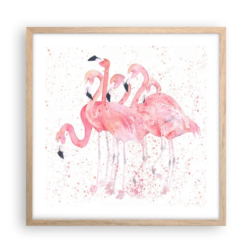 Plakát v rámu světlý dub - Růžový ansámbl - 50x50 cm