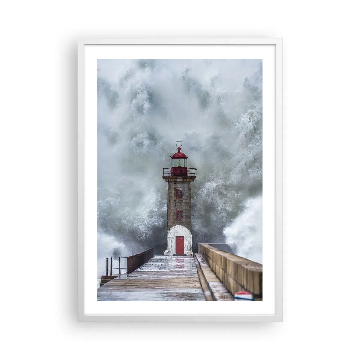 Plakát v bílém rámu - Hukot vody, šum větru - 50x70 cm