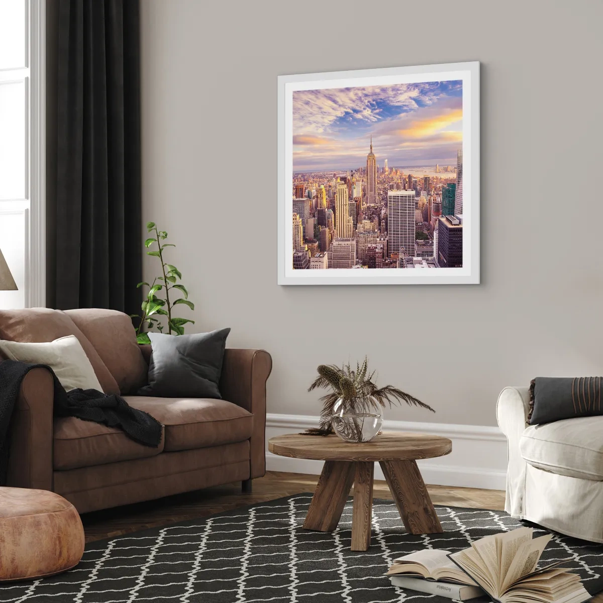 Plakát v bílém rámu - Dosáhnout samotná oblaka - 50x50 cm