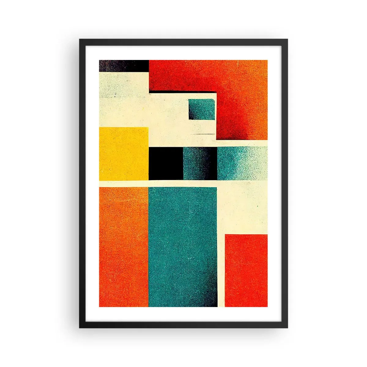 Plakát v černém rámu - Geometrická abstrakce – dobrá energie - 50x70 cm