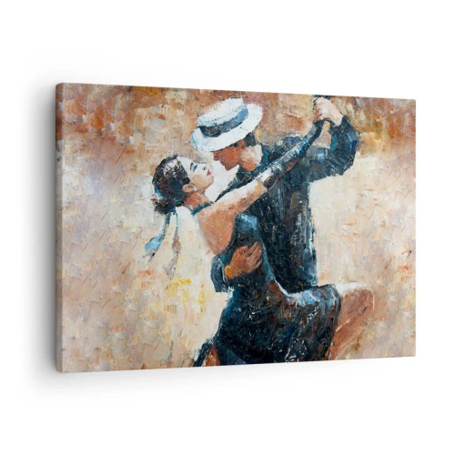 Obraz na plátně - Pár tančí tango v romantickém, elegantním stylu - 70x50cm - A la Rudolf Valentino - Moderní nástěnná dekorace do obývacího pokoje a ložnice ARTTOR