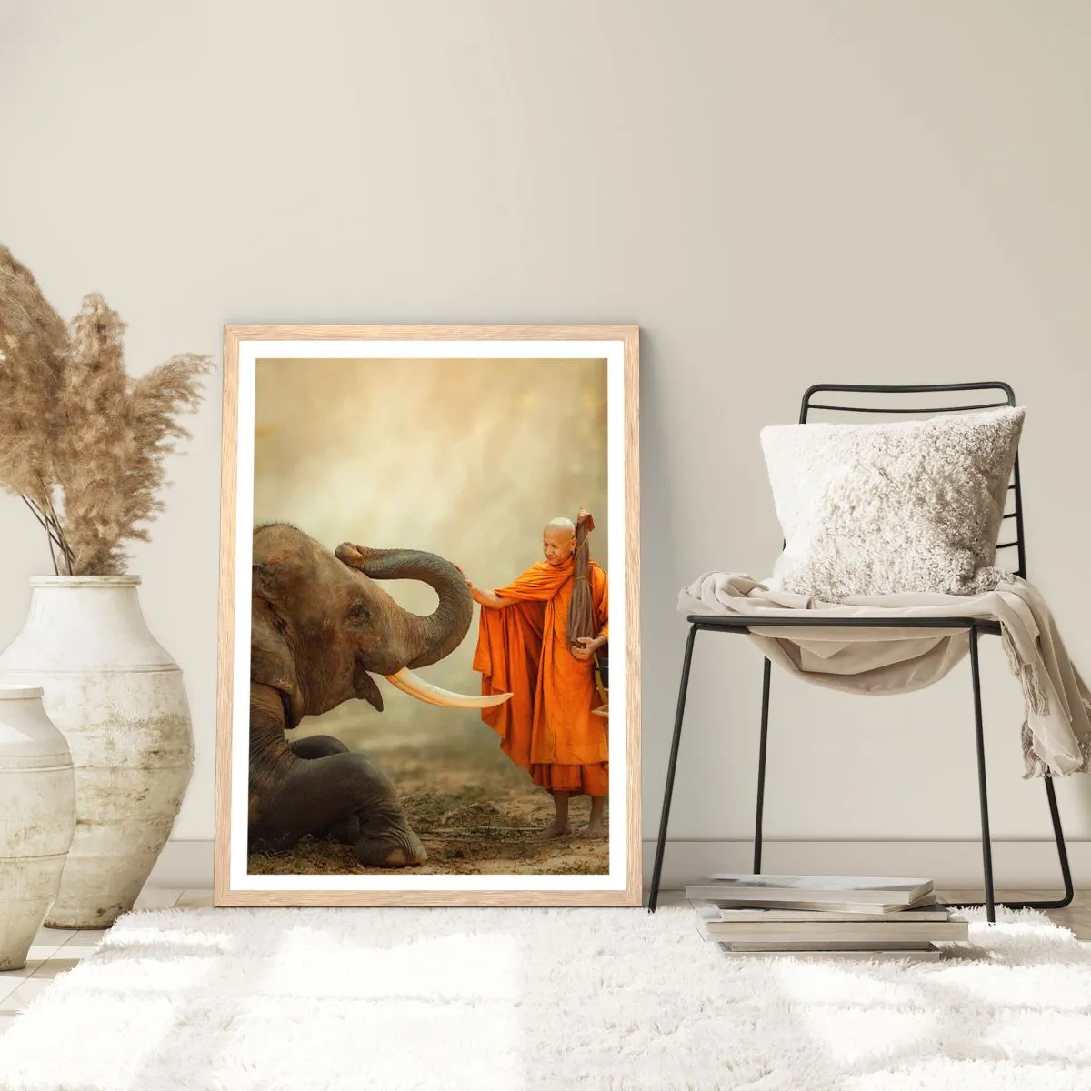 Plakát v rámu světlý dub - Setkání na cestách - 30x40 cm