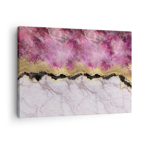 Obraz na plátně - Abstraktní mramor v odstínech růžové se zlatými akcenty - 70x50cm - Na hranici - Moderní nástěnná dekorace do obývacího pokoje a ložnice ARTTOR