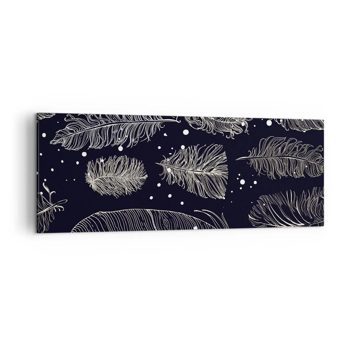 Obraz na plátně - Krajka s peřím - 140x50 cm