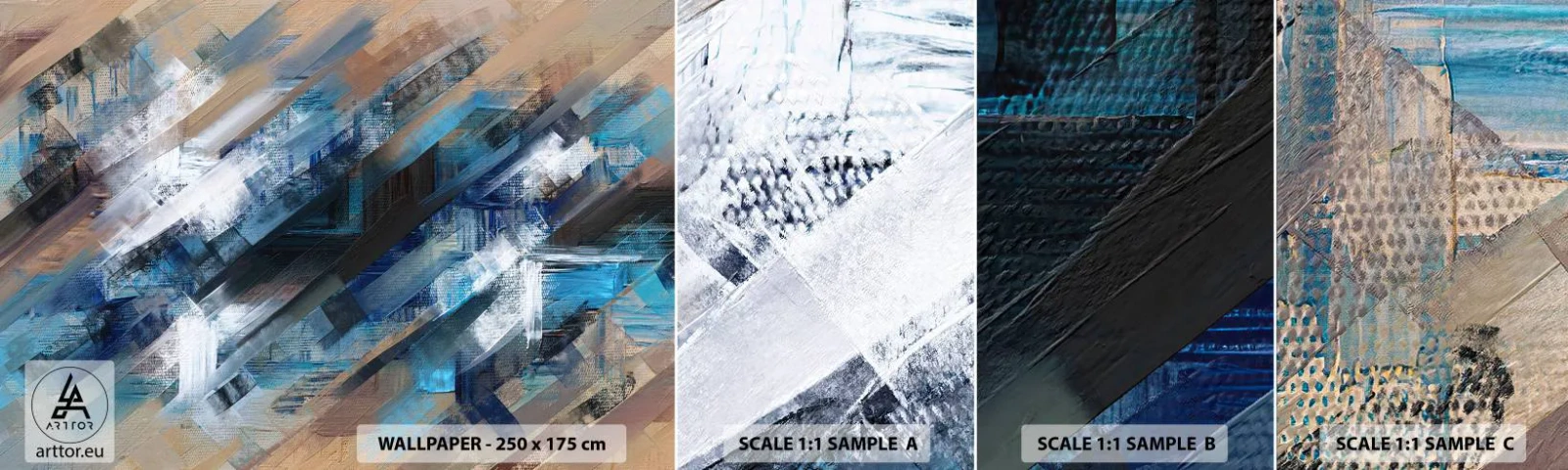 Vzor Fototapety Samolepicí Deluxe Sticker - Na modrém úkosu - Kus, Abstrakce, Barvy - 100x30 cm