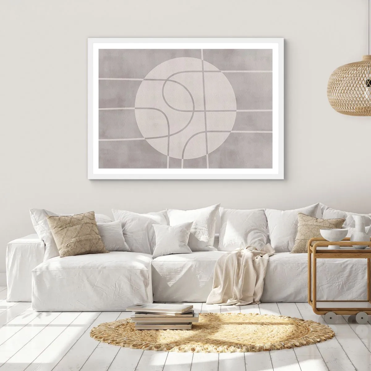 Plakát v bílém rámu - Kruhově a přímo - 100x70 cm