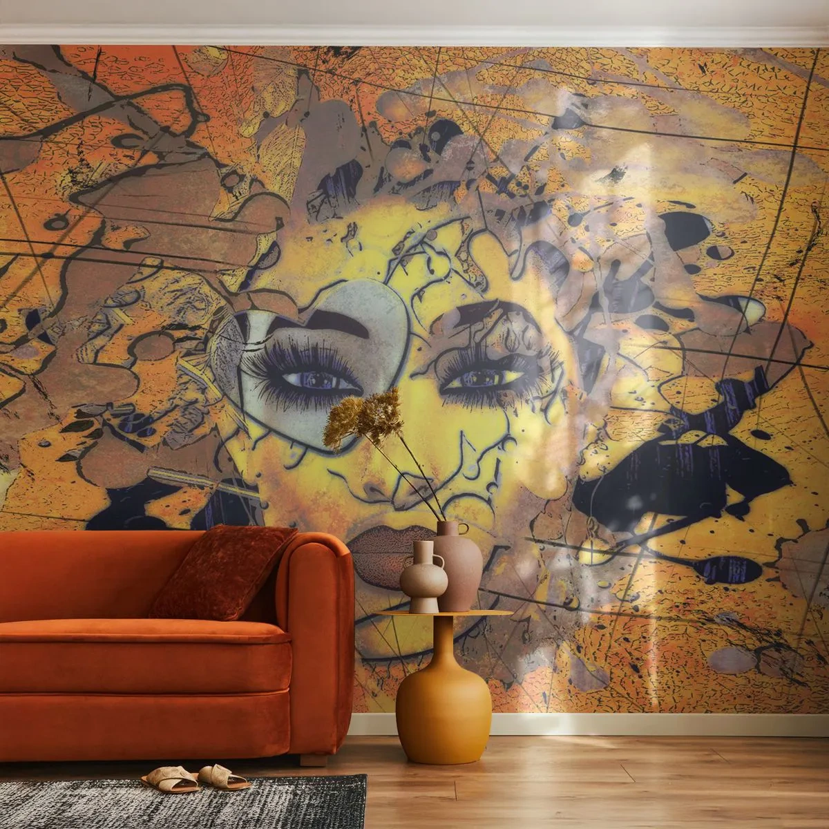 Fototapeta Samolepicí Deluxe Sticker - Sluneční krása - Abstrakce, ženská tvář, Oči - 250x175 cm