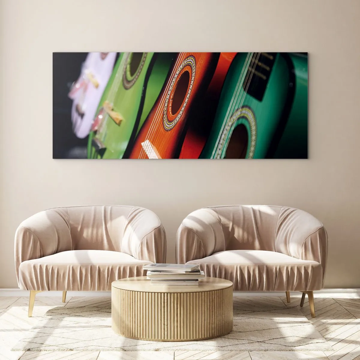 Obraz na skle - Kytara má hodně barev - 160x50 cm