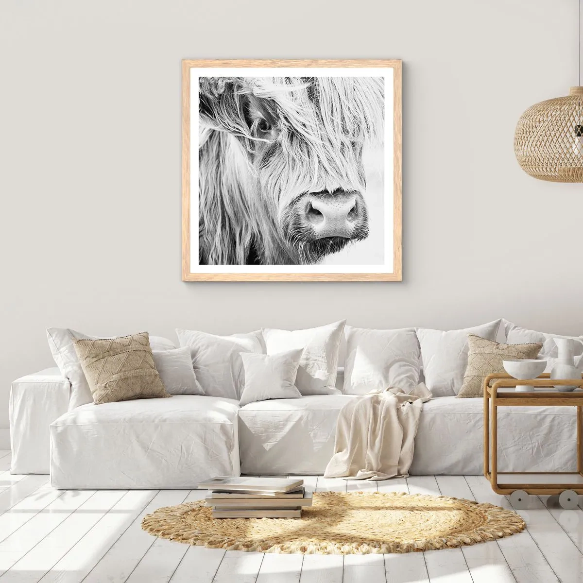 Plakát v rámu světlý dub - Skotská divokost - 60x60 cm