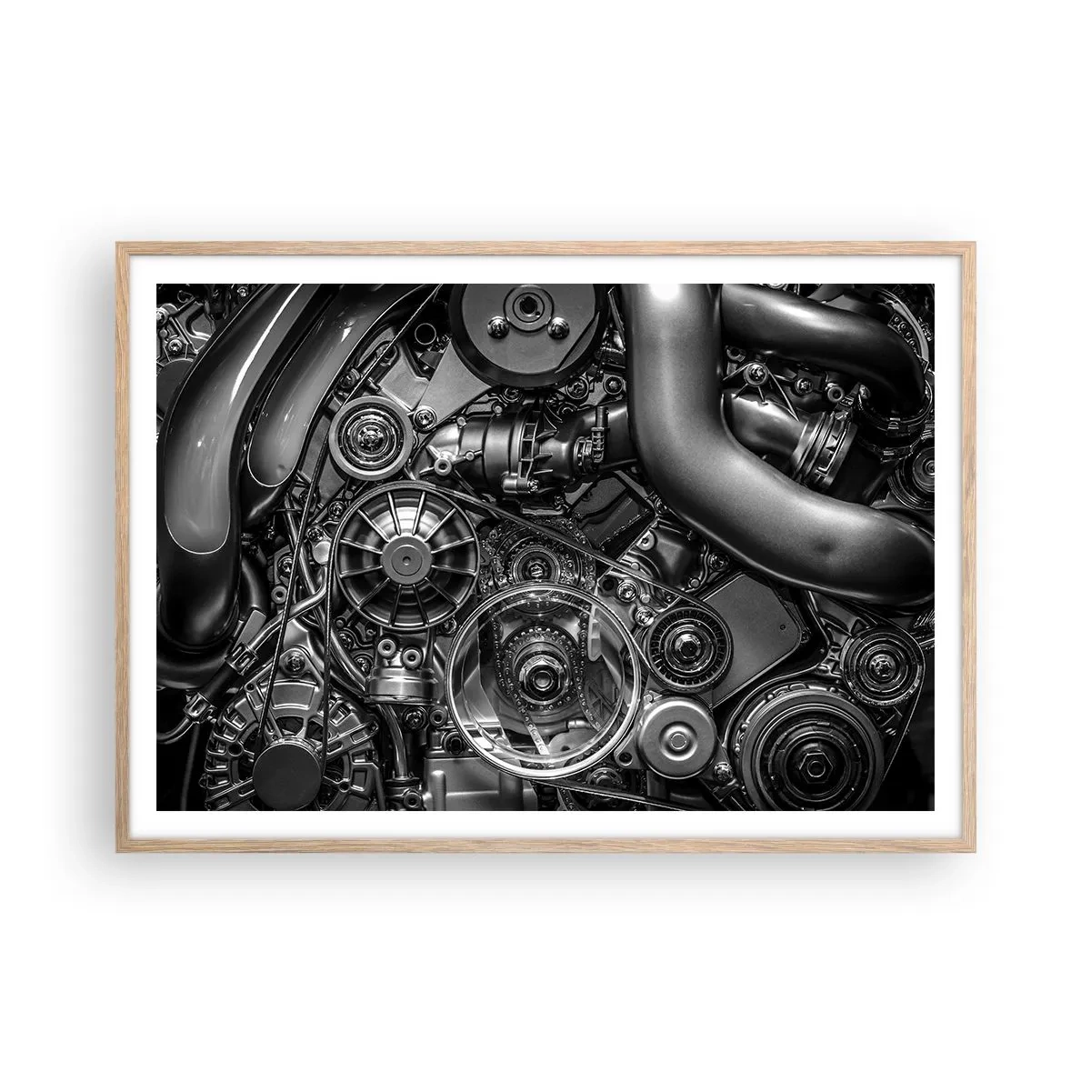 Plakát v rámu světlý dub - Poezie mechaniky - 100x70 cm
