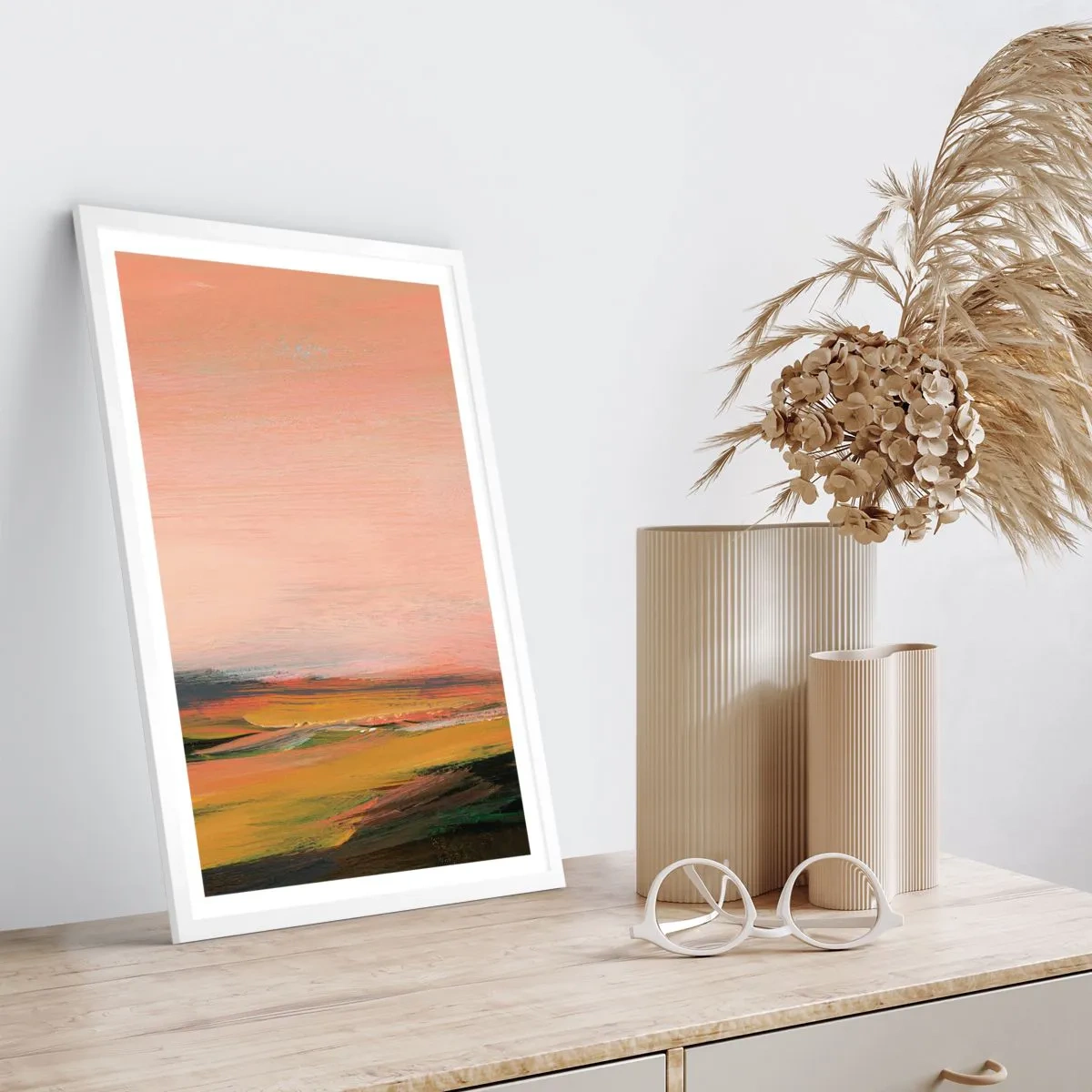 Plakát v bílém rámu - V růžových tónech - 70x100 cm